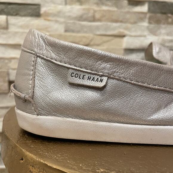 Cole Haan 9.5B Silver Leather Loafers | Grand.OS Comfort, Penny Style, Metallic - Picture 4 of 9